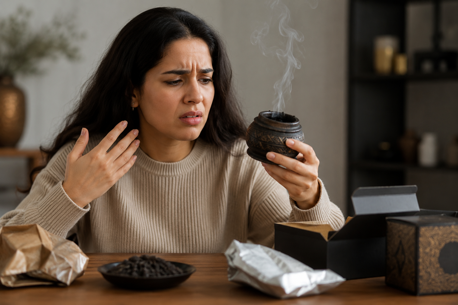 Women confused with bad bkhoor product - Serghina Red Flags
